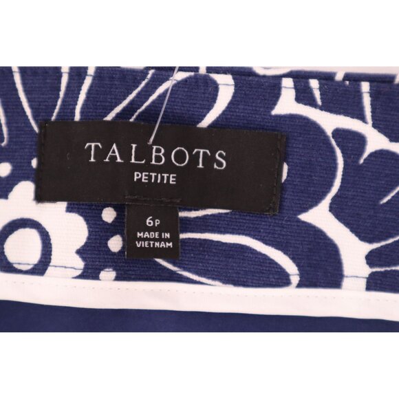 Talbots Navy & White Floral‎ Print High-Waisted Side Button Skirt Size 6 Petite - Picture 8 of 12